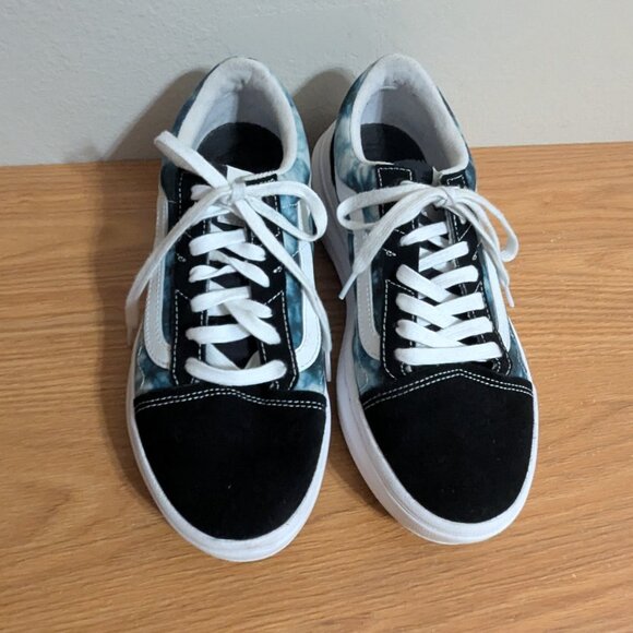 Vans Old Skool Overt Cc Black & Blue Tie-Dye PLATFORM Sneaker Shoes Size 10.5/12 - Picture 3 of 10